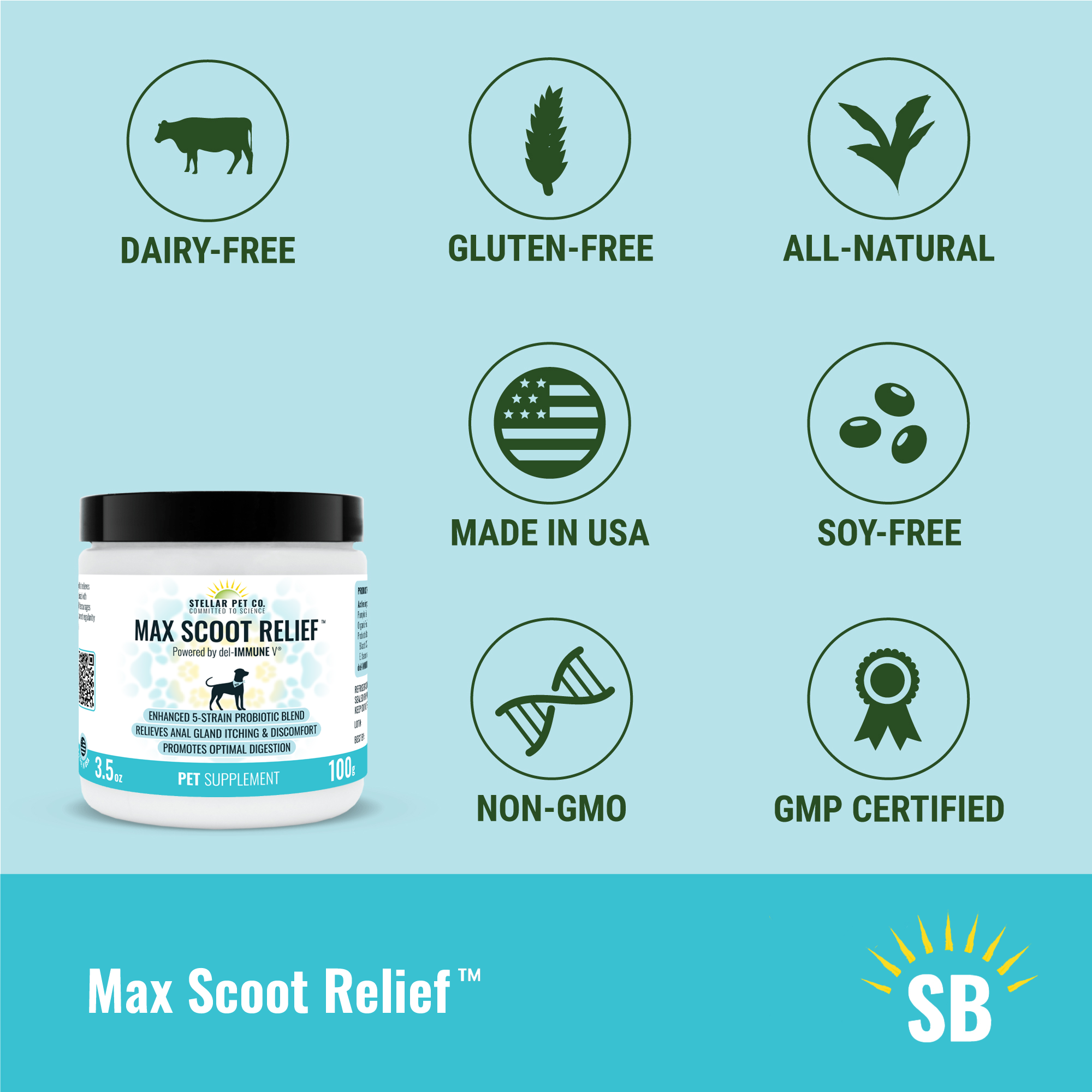 Max Scoot Relief™ | Anal Gland Supplement for Dogs from Stellar Biotics | 100 Gram Pack | Benefits of Pet Supplement