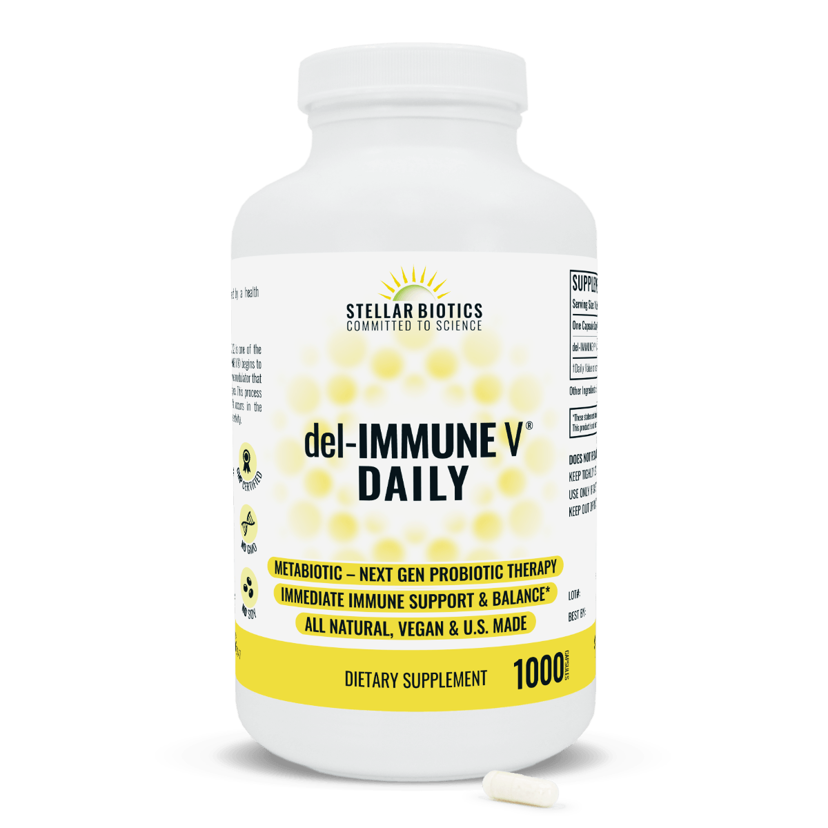 del-IMMUNE V® DAILY | Metabiotic Supplement for Daily Immune Support - Pack of 1000 Capsules