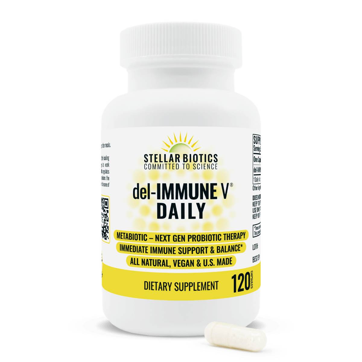 del-IMMUNE V® DAILY | Metabiotic Supplement for Daily Immune Support - Pack of 120 Capsules